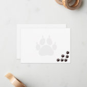 Carte De Correspondance Monogramme Empreintes de Patte de Chat Noir Blank  (Devant/Arrière en situation)