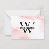 Carte De Correspondance Monogramme en marbre rose | Parties scintillant d' (Dos)