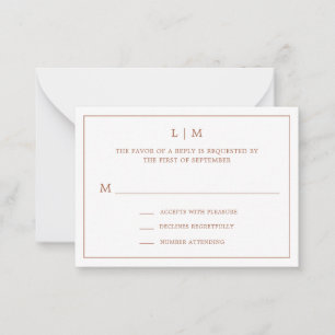 Carte De Correspondance Monogramme en terre cuite simple mini mariage RSVP