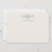 Carte De Correspondance Monogramme et nom botanique Vert & Crème (Devant)