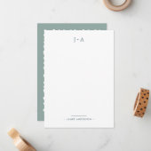 Carte De Correspondance Monogramme et nom Corail nautique minimal moderne (Devant/Arrière en situation)