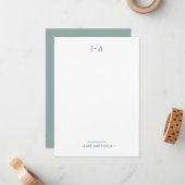 Carte De Correspondance Monogramme et nom Corail nautique minimal moderne (Devant/Arrière en situation)