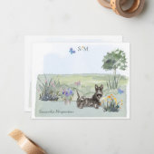 Carte De Correspondance Monogramme et nom du papillon Terrier écossais (Devant/Arrière en situation)