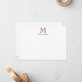 Carte De Correspondance Monogramme et nom initial brique rouge masculin à  (Devant/Arrière en situation)