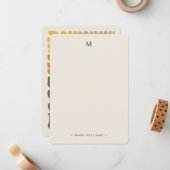 Carte De Correspondance Monogramme et nom Retro Floral d'inspiration Vinta (Devant/Arrière en situation)