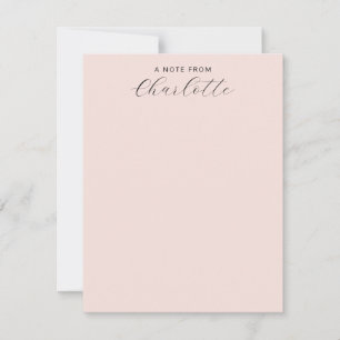 Carte De Correspondance Monogramme Féminin Écriture Calligraphique Rose Pâ