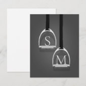 Carte De Correspondance Monogramme Fer à rupe Moyen gris équestre (Devant / Derrière)