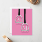 Carte De Correspondance Monogramme fer à sirop rose équestre (Devant/Arrière en situation)