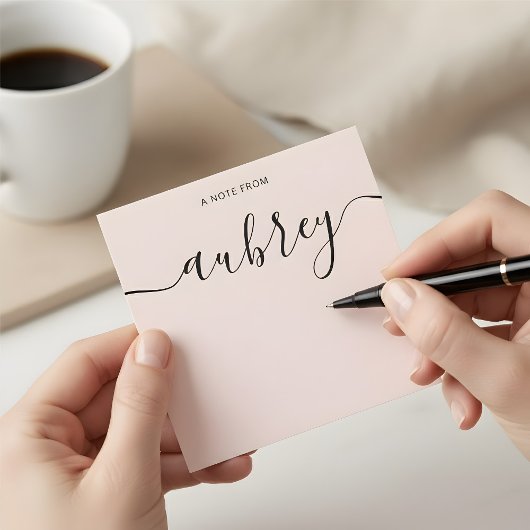 Carte De Correspondance Monogramme fillette calligraphie rose pâle