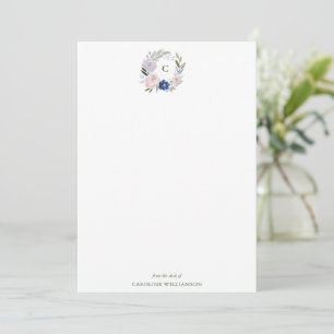 Carte De Correspondance Monogramme Floral Personnalisé De la part de