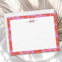 Monogramme floral rétro gras rose et orange