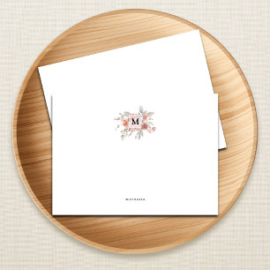 Carte De Correspondance Monogramme floral rose pâle élégant