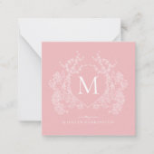 Carte De Correspondance Monogramme floral rose-rose moderne (Devant)