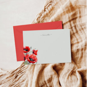 Carte De Correspondance Monogramme floral rouge