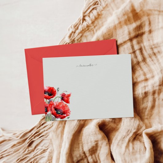 Carte De Correspondance Monogramme floral rouge
