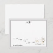 Carte De Correspondance Monogramme frontalier gris chien maltais Personnal (Devant / Derrière)