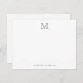 Carte De Correspondance Monogramme gris argent simple moderne (Devant / Derrière)