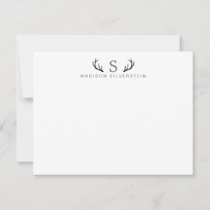 Carte De Correspondance Monogramme gris des Antlers de Cerfs Classiques