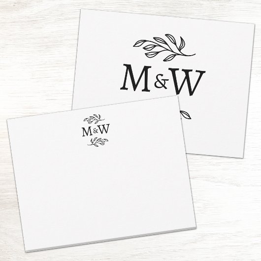 Carte De Correspondance Monogramme Initial Botanique Élégant pour Couple