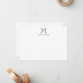 Carte De Correspondance Monogramme Initial Brun Masculin et Nom Plat (Devant/Arrière en situation)