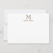 Carte De Correspondance Monogramme Initial Brun Masculin et Nom Plat (Devant)