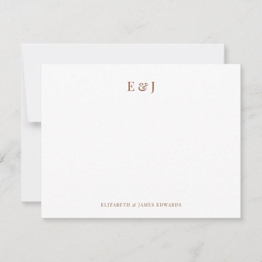 Carte De Correspondance Monogramme Initial de Couple Élégant Classique en  (Devant)