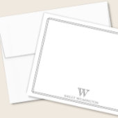 Carte De Correspondance Monogramme initial Gris Double Bordure Professionn