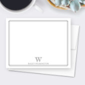 Carte De Correspondance Monogramme initial Gris Double Bordure Professionn