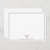 Carte De Correspondance Monogramme Initial Marron Foncé Bordure Profession (Devant / Derrière)