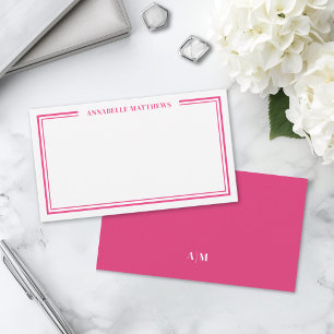 Carte De Correspondance Monogramme initial minimaliste rose