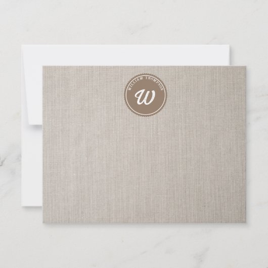 Carte De Correspondance Monogramme Initial Motif Ours Mignon (Devant)