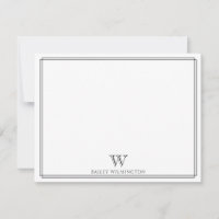 Monogramme Initial Noir Double Bordure Professionn