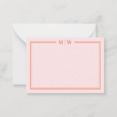 Carte De Correspondance Monogramme Initial Rose Et Orange (Devant)