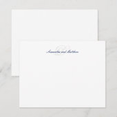 Carte De Correspondance Monogramme Initial Script Élégant Bleu Marine (Devant / Derrière)