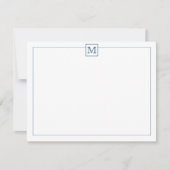 Carte De Correspondance Monogramme initial simple bleu marine (Devant)