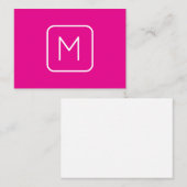 Carte De Correspondance Monogramme Initial Simple & Moderne | Rose & Blanc (Devant / Derrière)