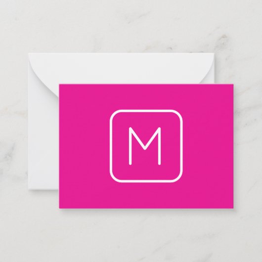 Carte De Correspondance Monogramme Initial Simple & Moderne | Rose & Blanc (Devant)