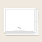 Carte De Correspondance Monogramme Initiale Gris Bordure Double Profession