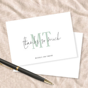 Carte De Correspondance Monogramme Initiales Noms Sage Mariage Merci