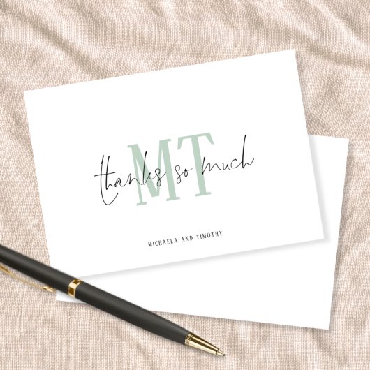 Carte De Correspondance Monogramme Initiales Noms Sage Mariage Merci