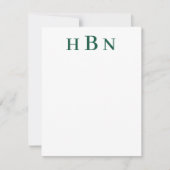 Carte De Correspondance Monogramme Initiales Serif Classic Vert Chasseur (Devant)