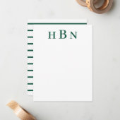 Carte De Correspondance Monogramme Initiales Serif Classic Vert Chasseur (Devant/Arrière en situation)