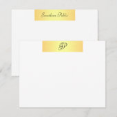 Carte De Correspondance Monogramme manuscrit Nom Faux Gold Elegant (Devant / Derrière)