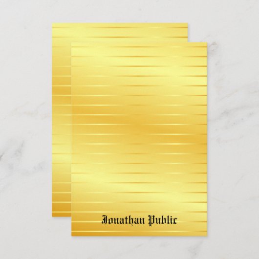 Carte De Correspondance Monogramme manuscrit personnalisé Gold Look (Devant / Derrière)