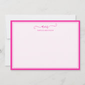 Carte De Correspondance Monogramme Manuscrit Rose Vibrant (Devant)