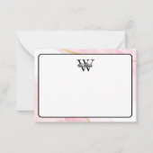 Carte De Correspondance Monogramme Marbre Rose | Paillettes Dorées Moderne (Devant)