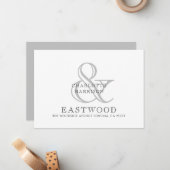 Carte De Correspondance Monogramme Mariage de nom de couple (Devant/Arrière en situation)