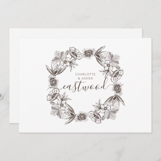 Carte De Correspondance Monogramme Mariage Rustique Couples (Devant / Derrière)