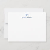 Carte De Correspondance Monogramme Marine Bleu Simple Classique Formel Élé (Devant)