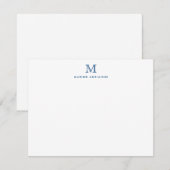 Carte De Correspondance Monogramme Marine Bleu Simple Classique Formel Élé (Devant / Derrière)